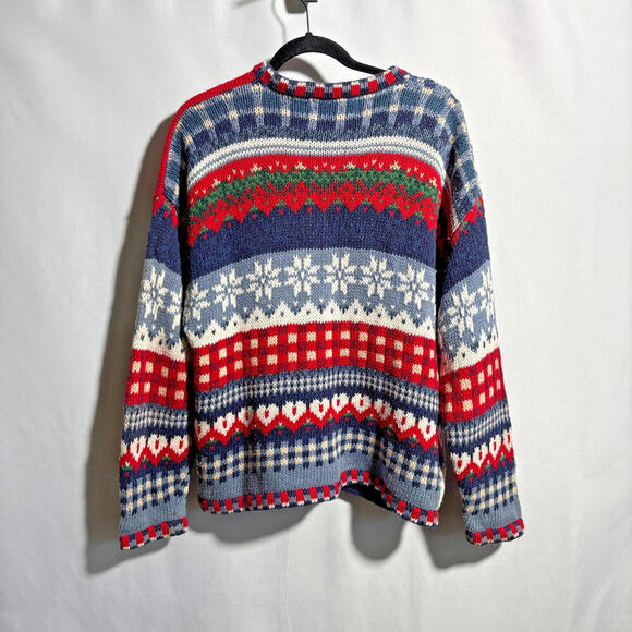VTG Tiara Intl Ugly Christmas Sweater Cardigan Patchwork Nordic AOP Womens XL * - Picture 2 of 11